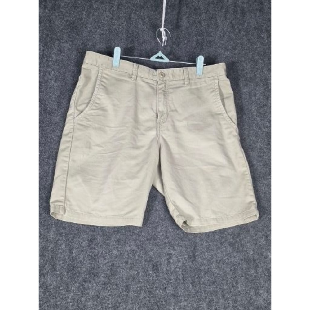 Vans Mens Tan Khaki Chino Shorts Twill Flat Front Size 33 Tailored Skater Casual